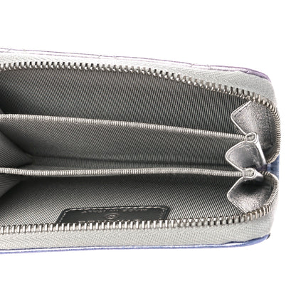 Chanel Gradient Metallic Calfskin Quilted Zip Around Coin Purse Wallet Silver Blue Yellow Purple 5 of 11