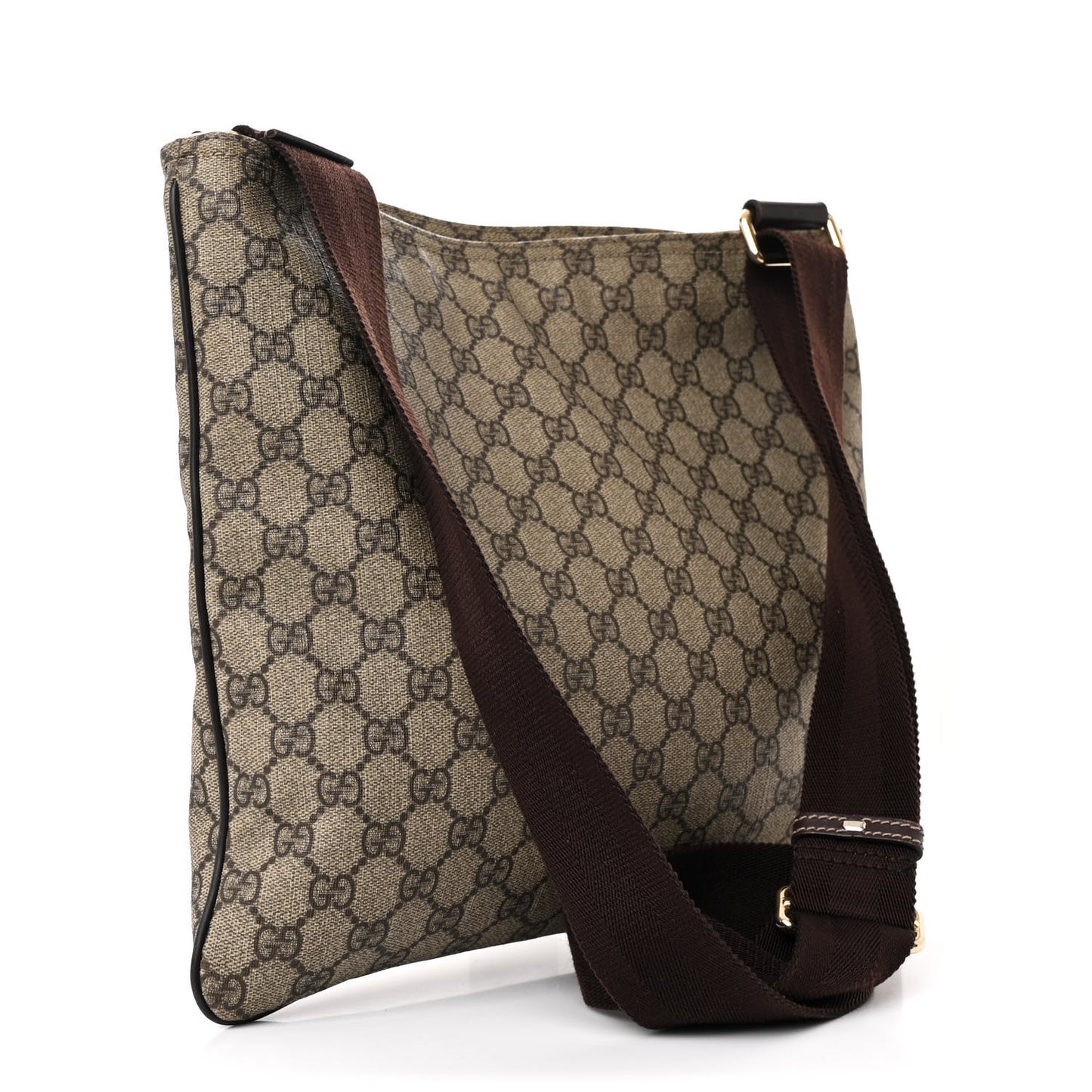 GG Supreme Monogram Medium Flat Messenger Bag Dark Brown