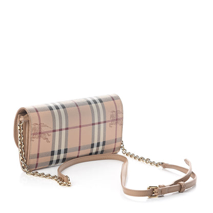 Burberry Haymarket Check Henley Wallet On Chain Mid Camel 3 of 9