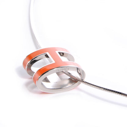 Hermes Silver and Palladium Pop H Necklace Orange 4 of 5