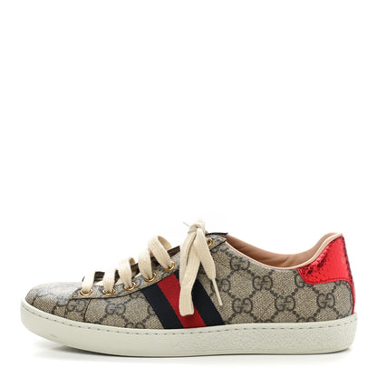 Gucci GG Supreme Monogram Womens Ace Low-Top Sneaker 36 Beige 1 of 10