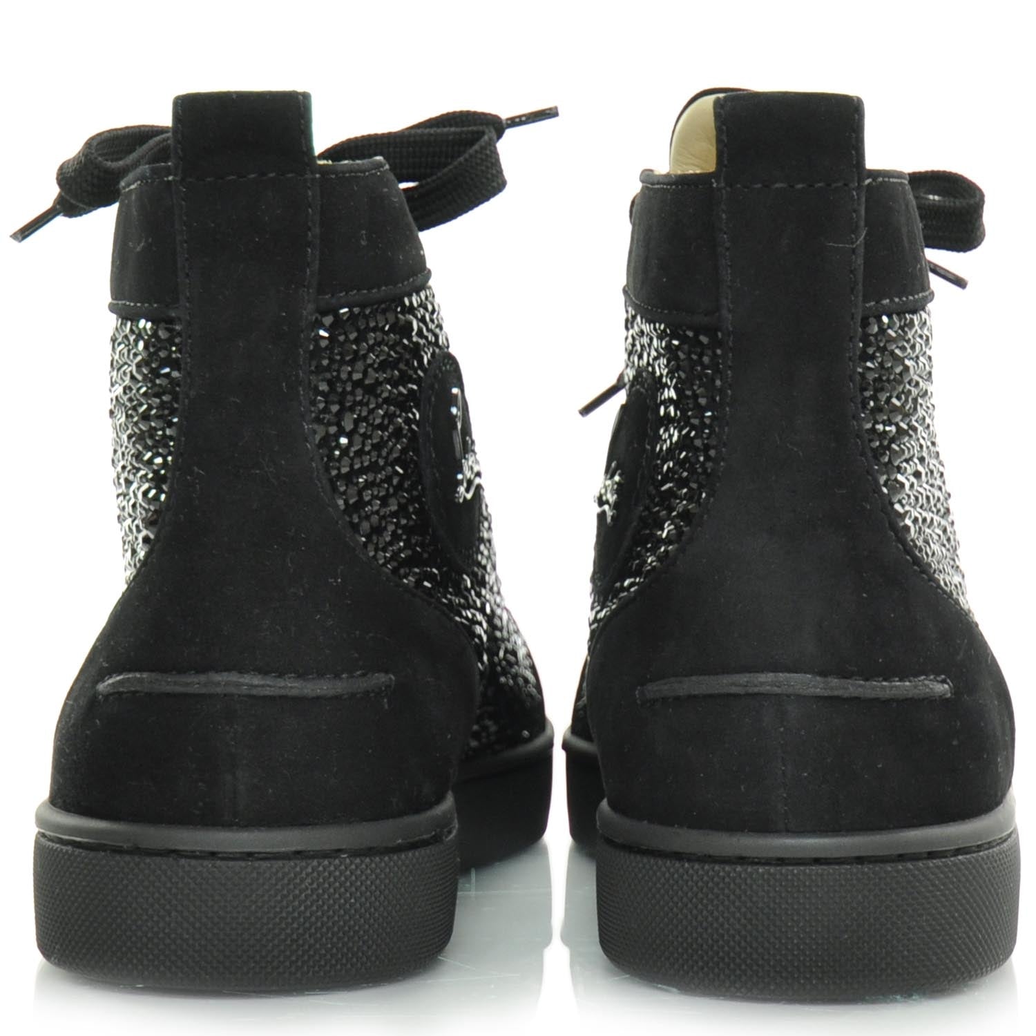 Christian Louboutin Veau Velours Strass Louis Flat Sneakers 42.5 Hematite Version 3 of 8