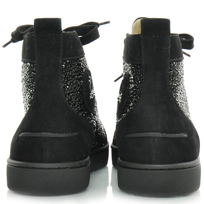 Christian Louboutin Veau Velours Strass Louis Flat Sneakers 42.5 Hematite Version 3 of 8