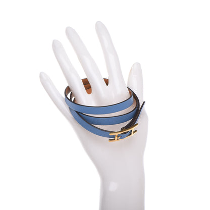 Hermes Swift Hapi 3 MM Triple Tour Bracelet S Bleu Paradis 2 of 7