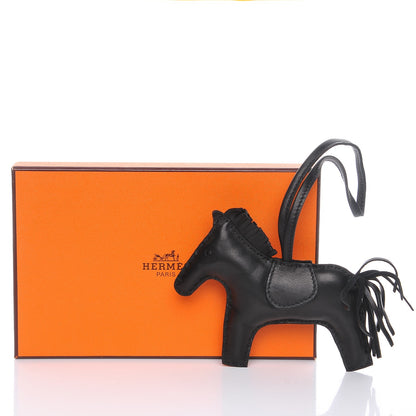 Hermes Milo Lambskin Grigri Rodeo Horse Bag Charm MM So Black 5 of 5