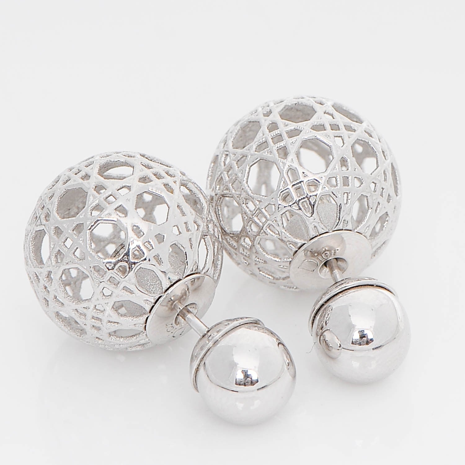 Christian Dior Cannage Mise En Dior Tribal Earrings Silver 4 of 6
