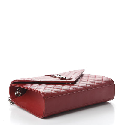 Saint Laurent Grain De Poudre Textured Mixed Matelasse Triquilt Medium Monogram Satchel New Red 4 of 10