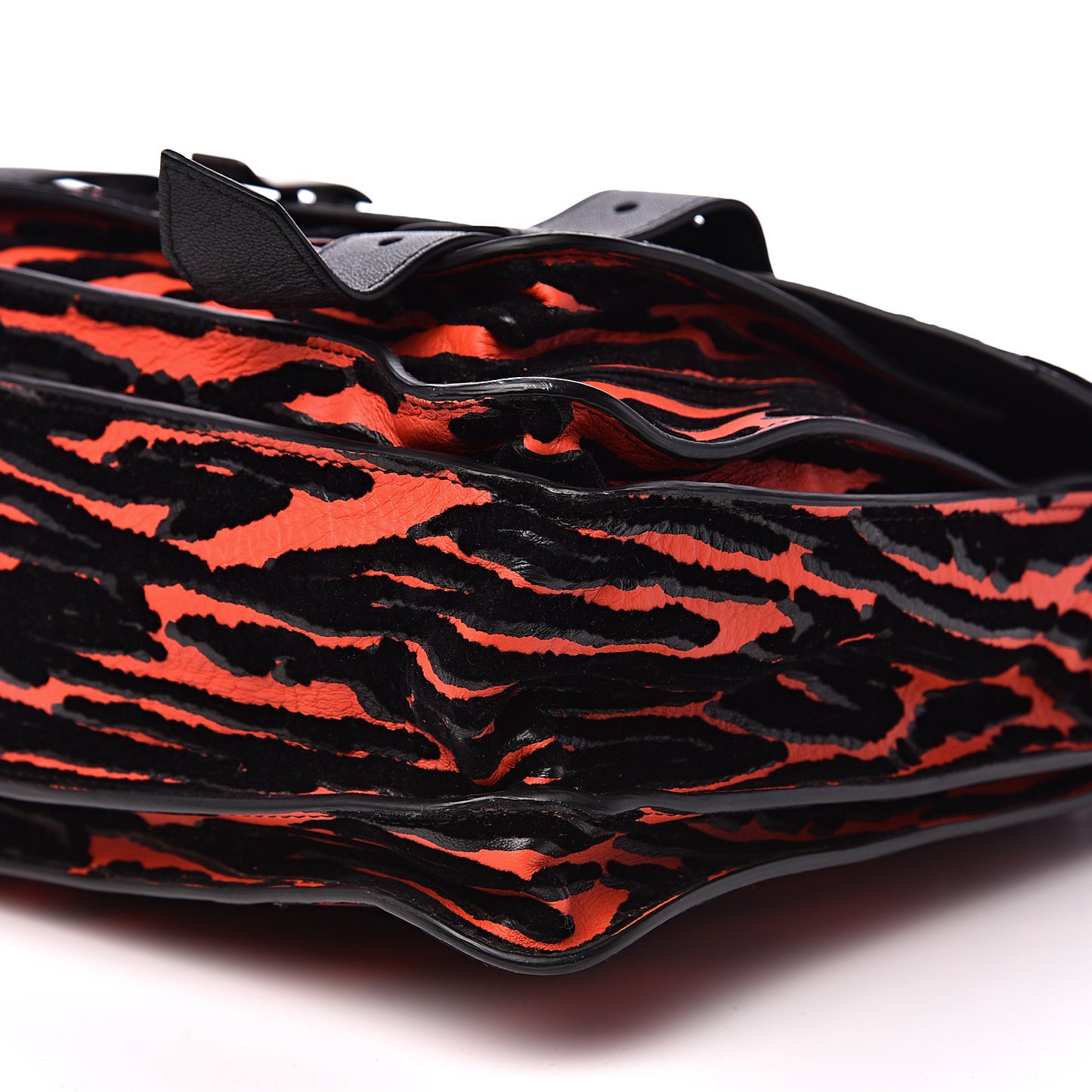 Lambskin Velvet Medium Woodgrain PS1 Satchel Black Crimson