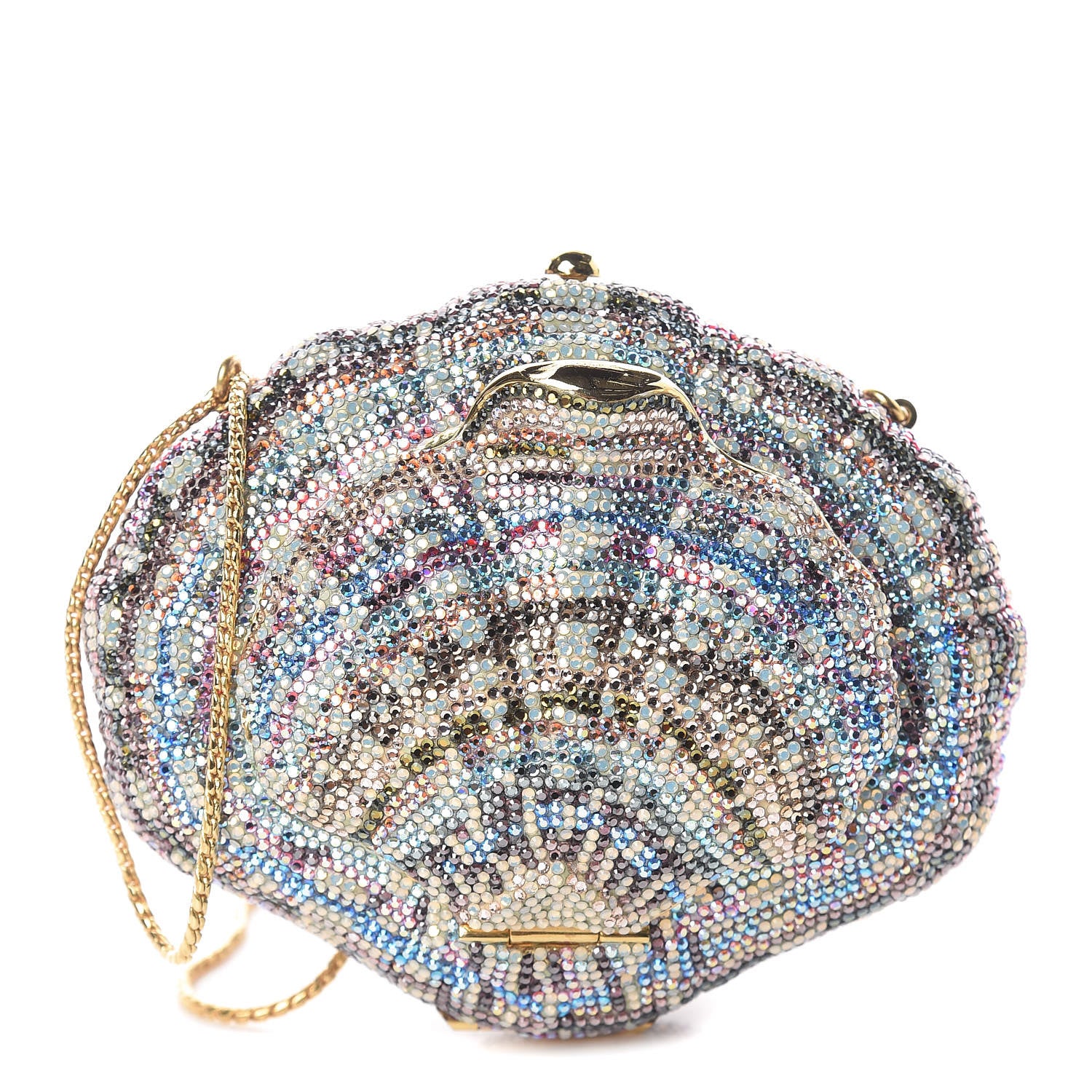 Judith Leiber Crystal Seashell Minaudiere Chain Clutch Multicolor 1 of 10