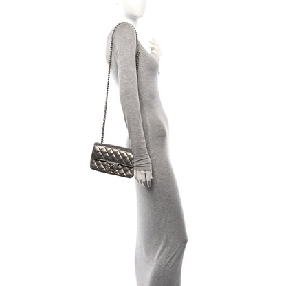 Chanel Metallic Calfskin Quilted Pixel Effect Mini Rectangular Flap Dark Silver 2 of 11