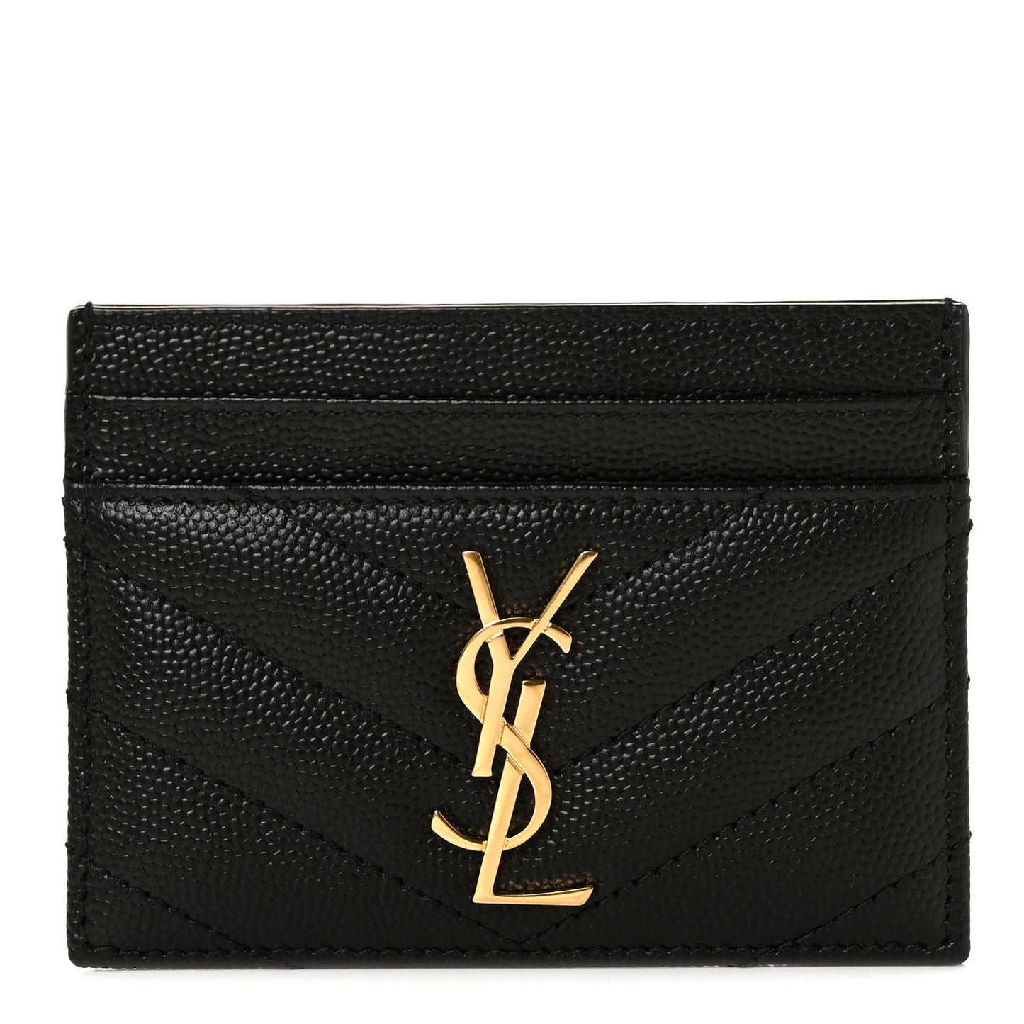 Grain De Poudre Matelasse Chevron Monogram Credit Card Case Black