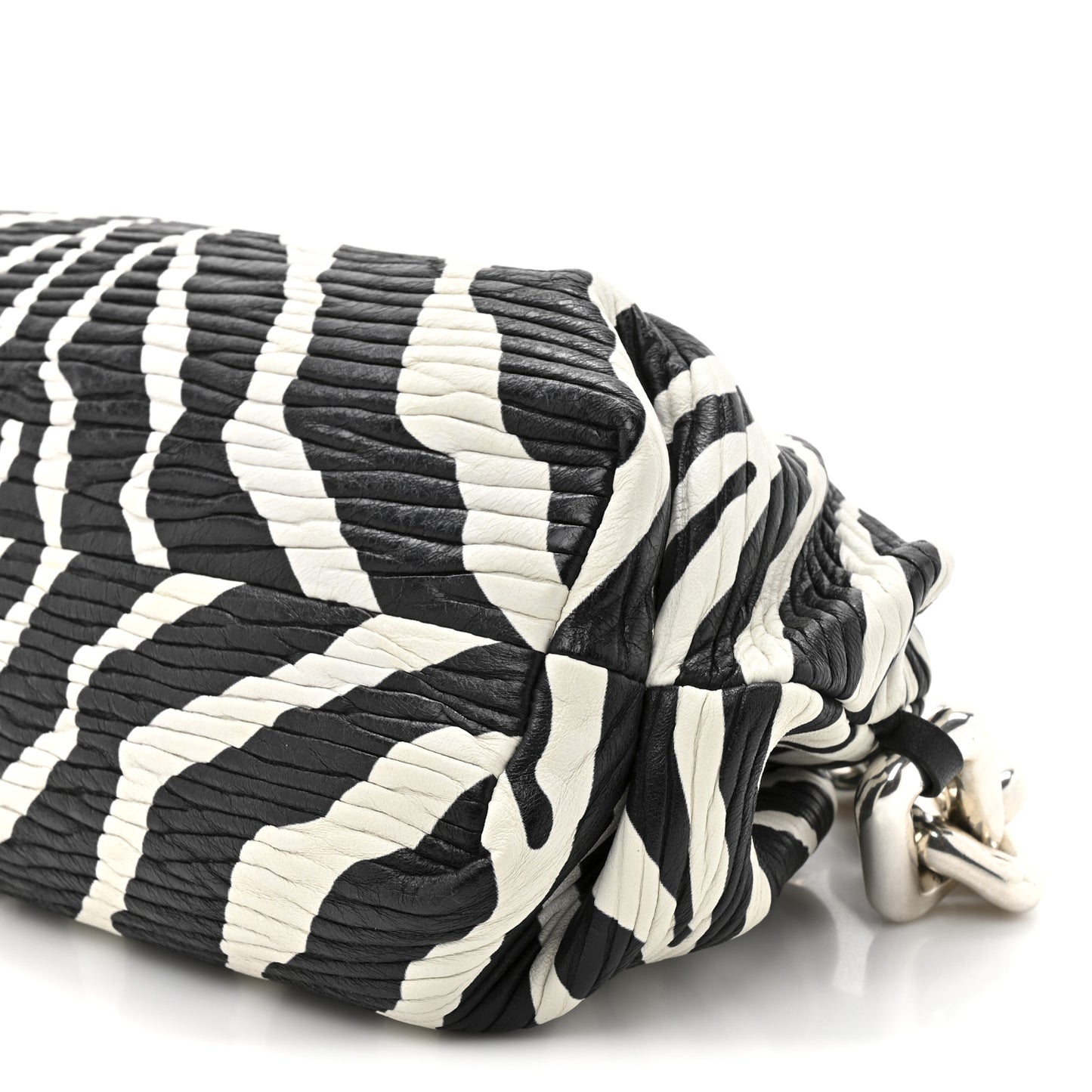 Nappa Zebra Print The Pouch Chain White Black