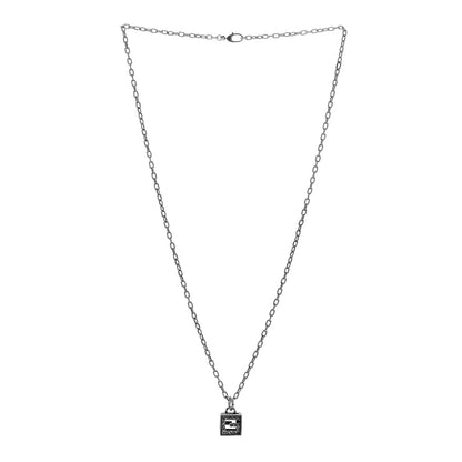 Gucci Sterling Silver Textured Interlocking G Square Pendant Necklace 3 of 4