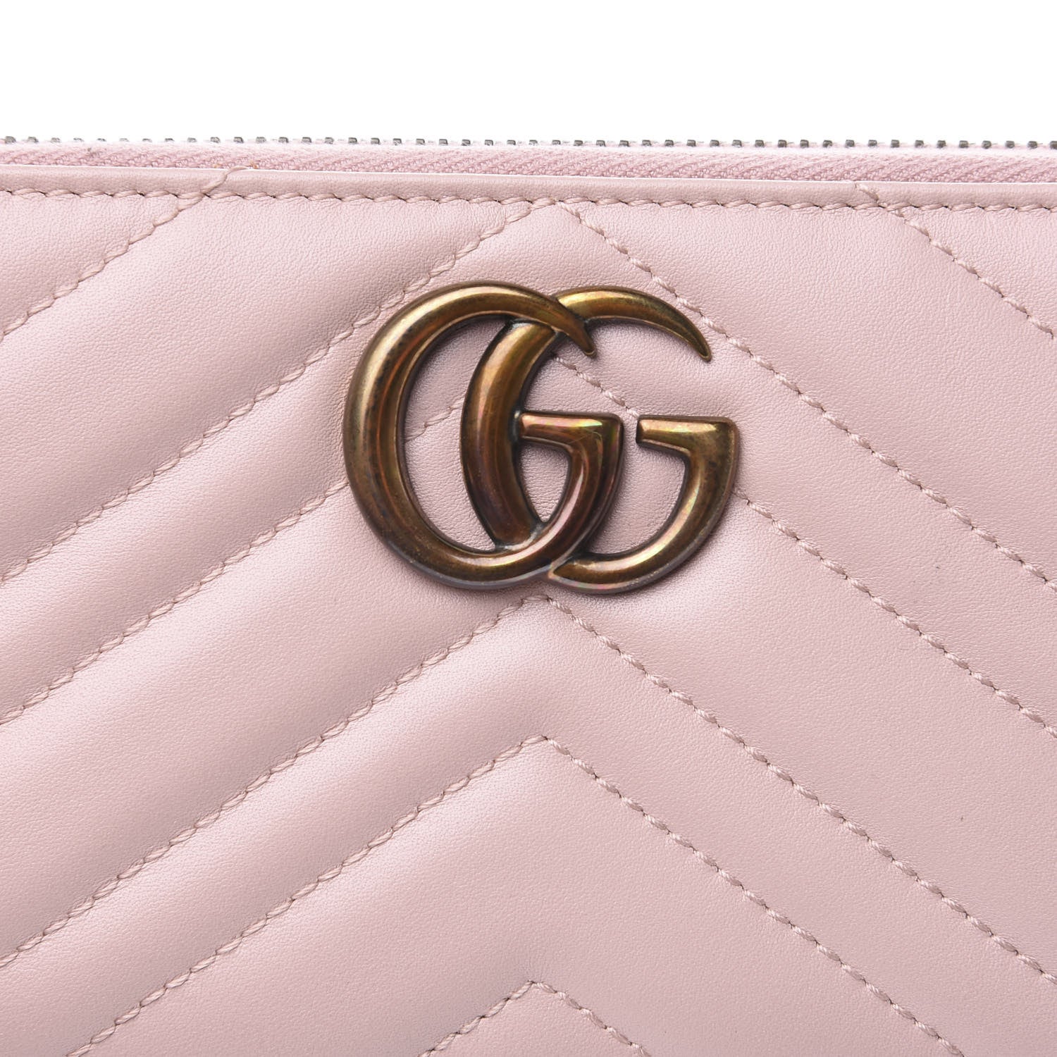 Gucci Calfskin Matelasse GG Marmont Zip Around Wallet Perfect Pink 7 of 7