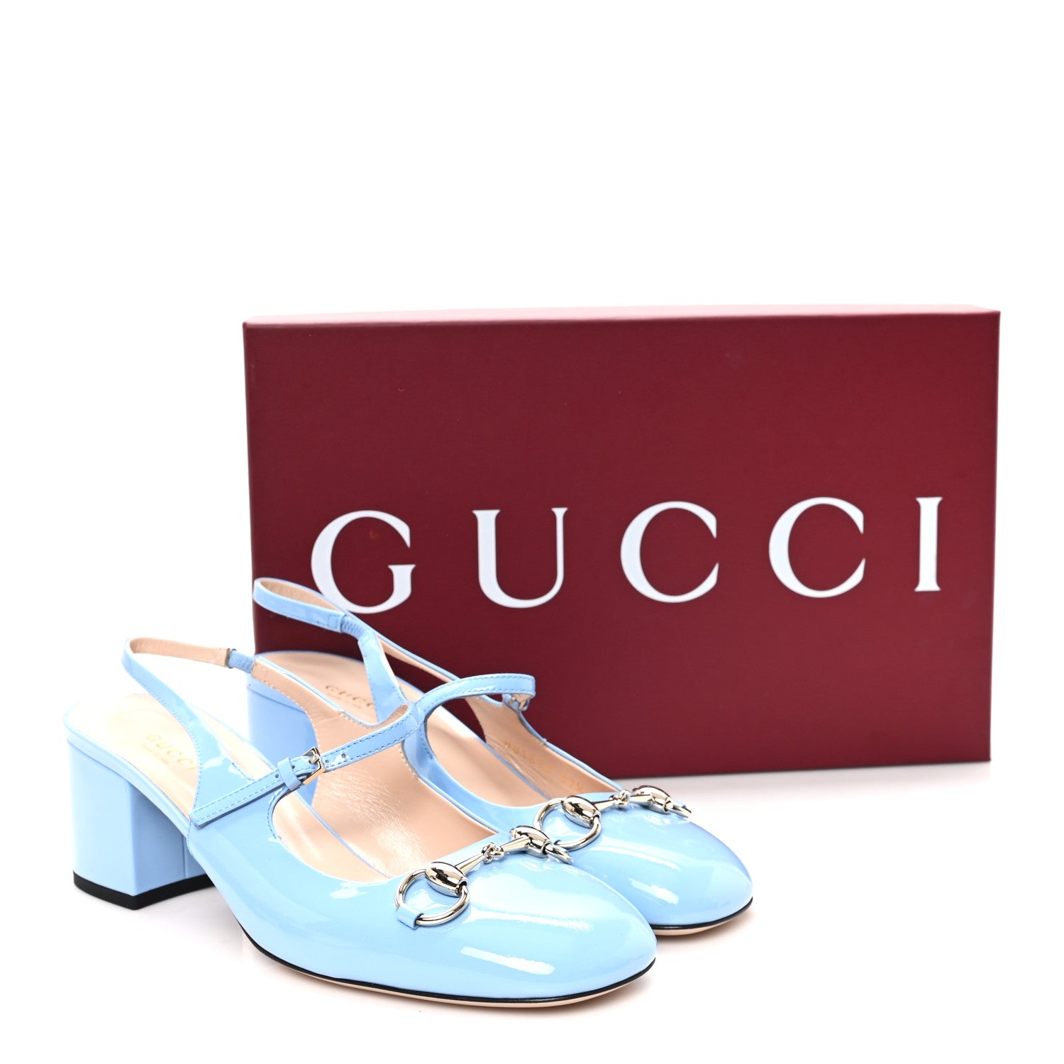 Gucci Vernice Crystal Horsebit Charlotte 42mm Slingback Pumps 37.5