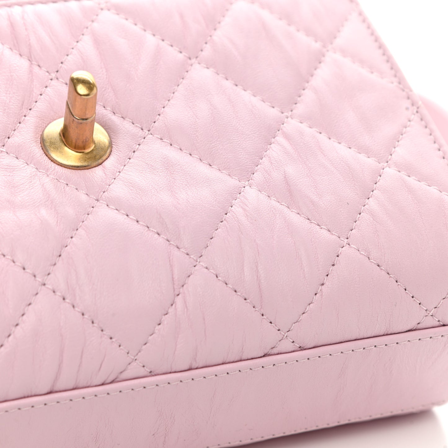 Crumpled Lambskin Quilted Mini CC Links Top Handle Flap Light Pink