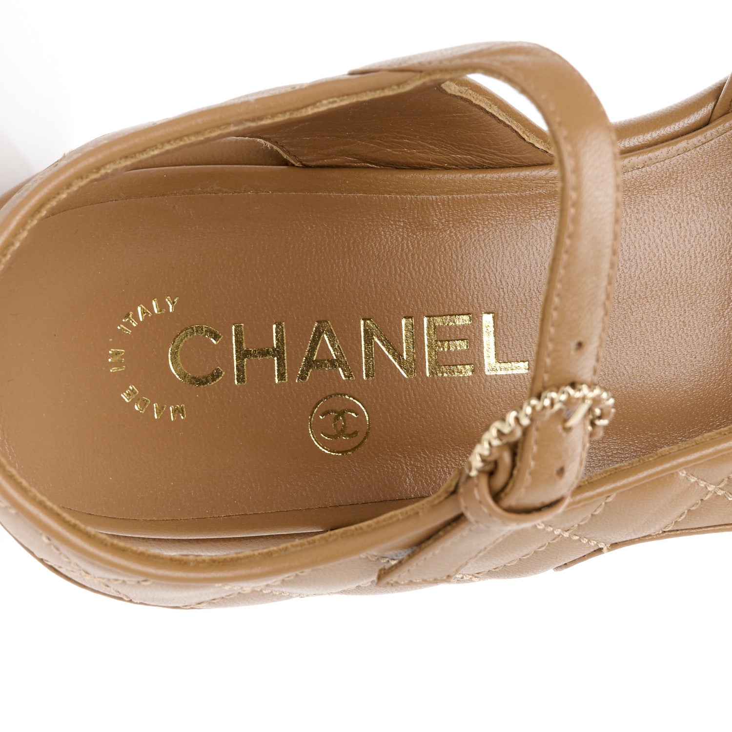 Chanel Lambskin Quilted CC Platform Sandals 39.5 Beige 7 of 10