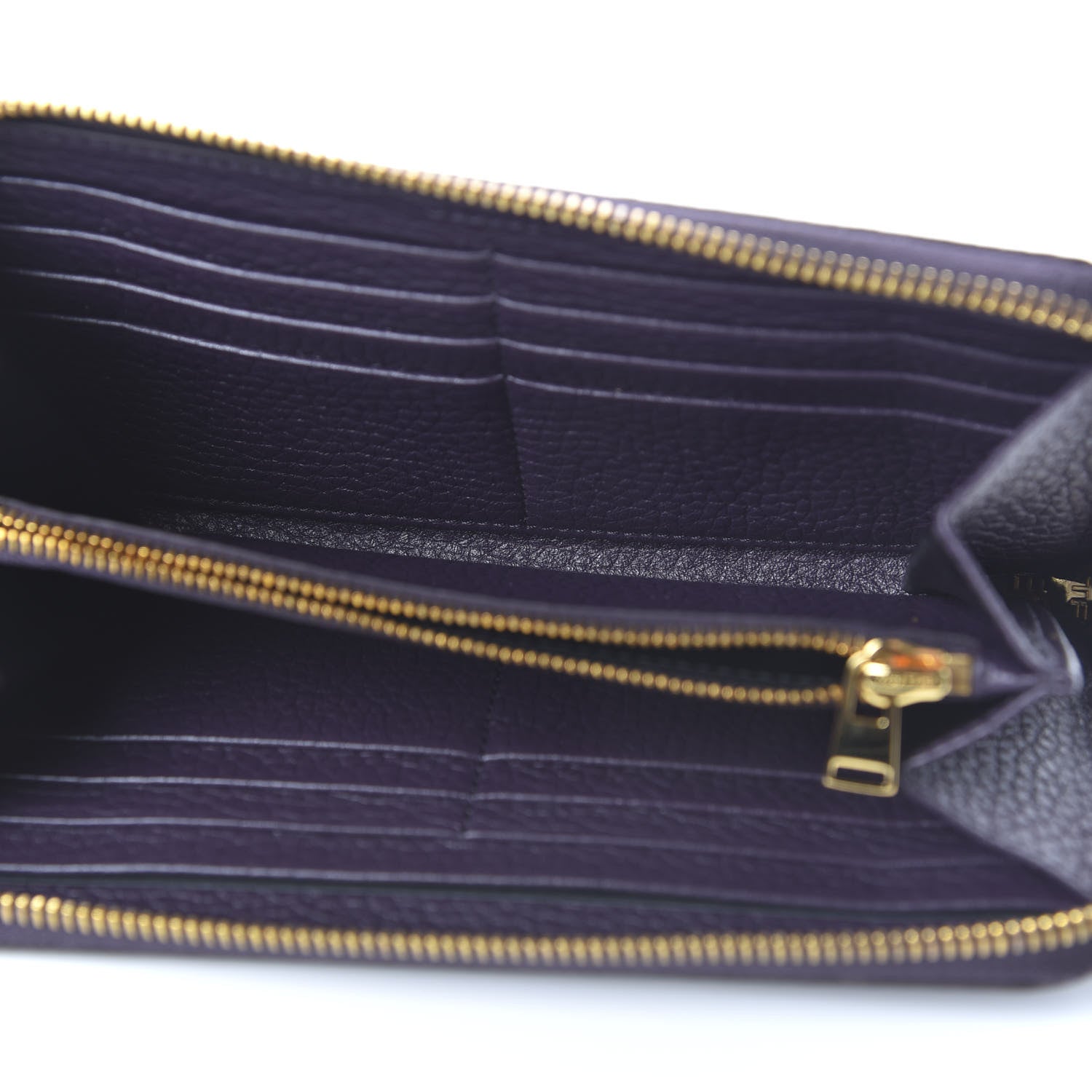 Tom Ford Grained Calfskin TF Zip Around Wallet Dark Purple 5 of 9