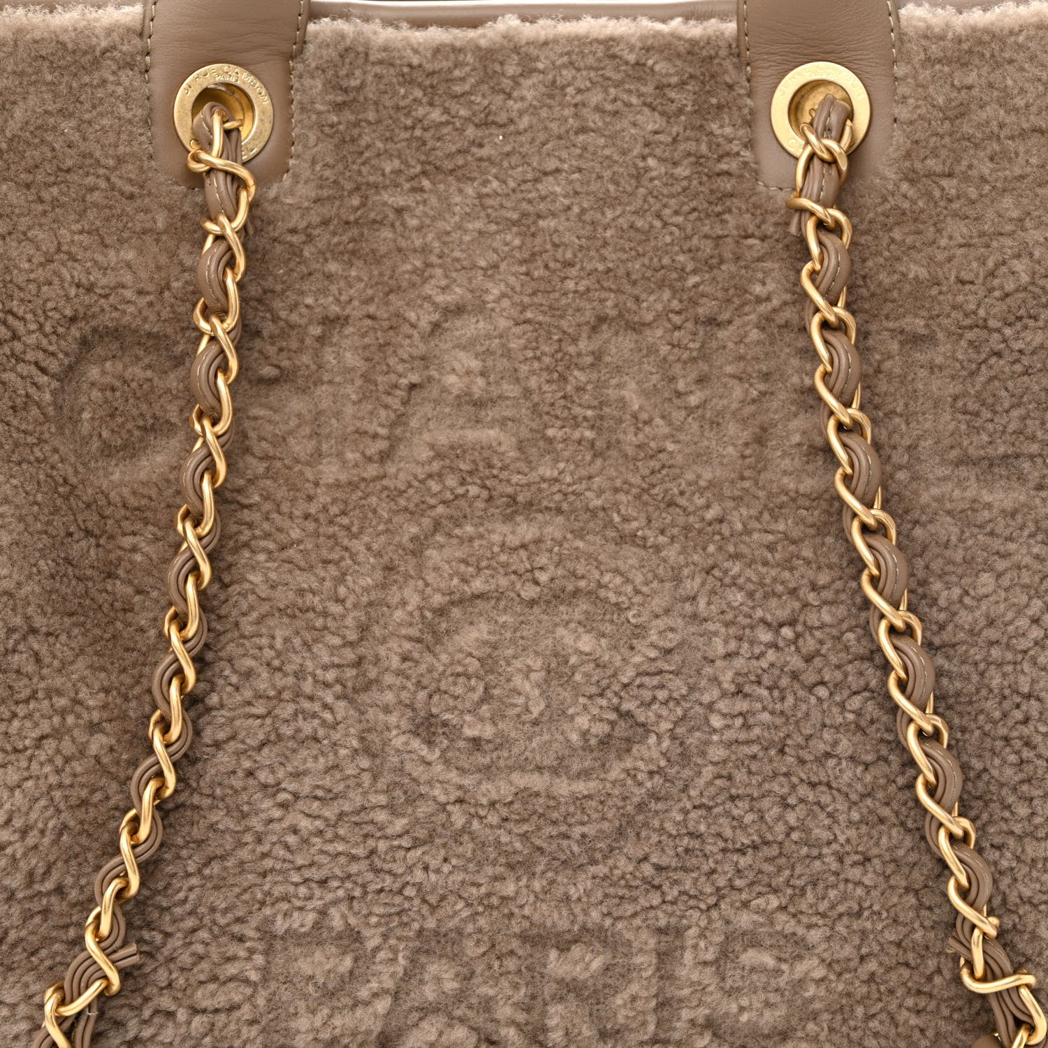 Chanel Shearling Lambskin Medium Deauville Tote Brown 10 of 12