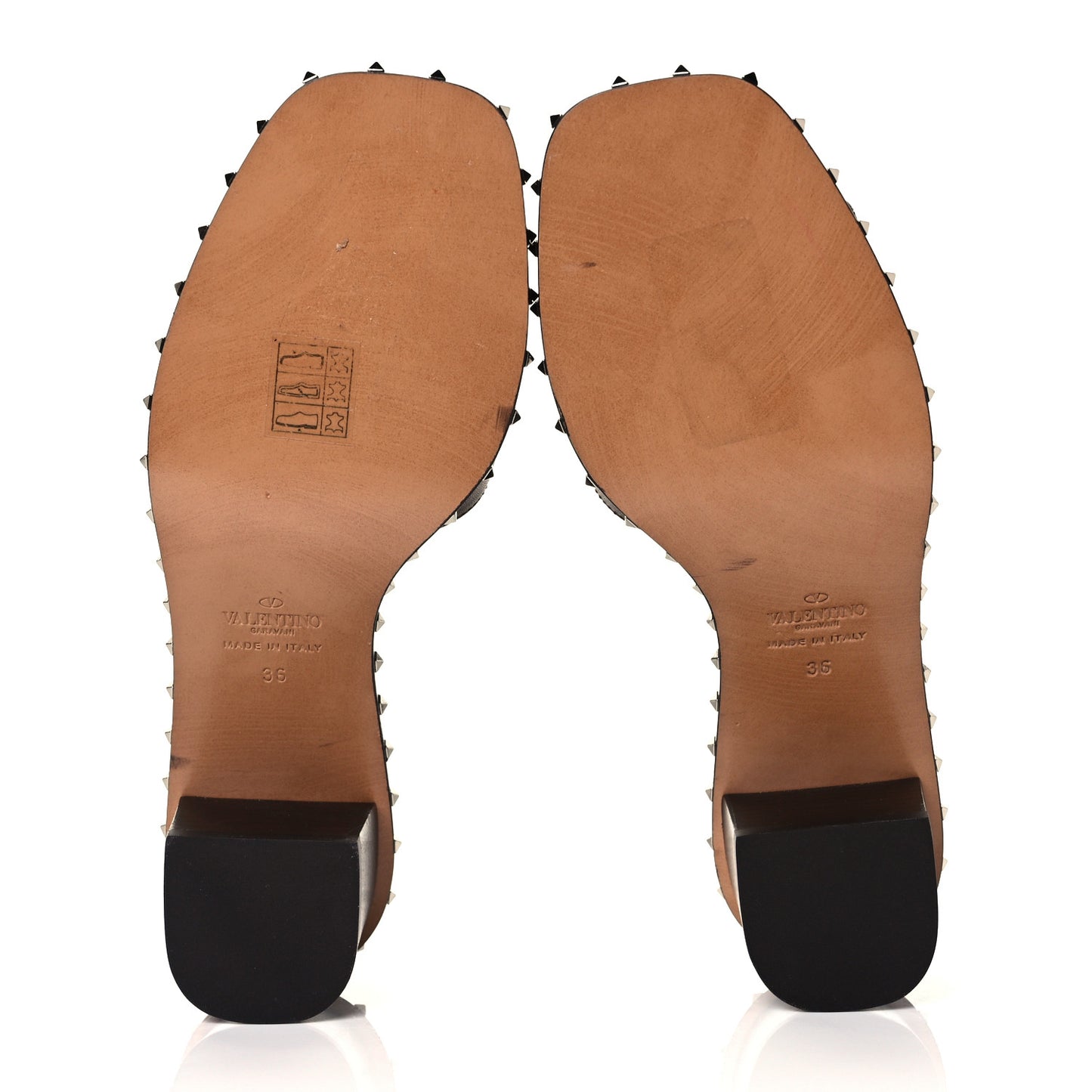 Nappa Soul Rockstud 55mm Slide Sandals 36 Brown