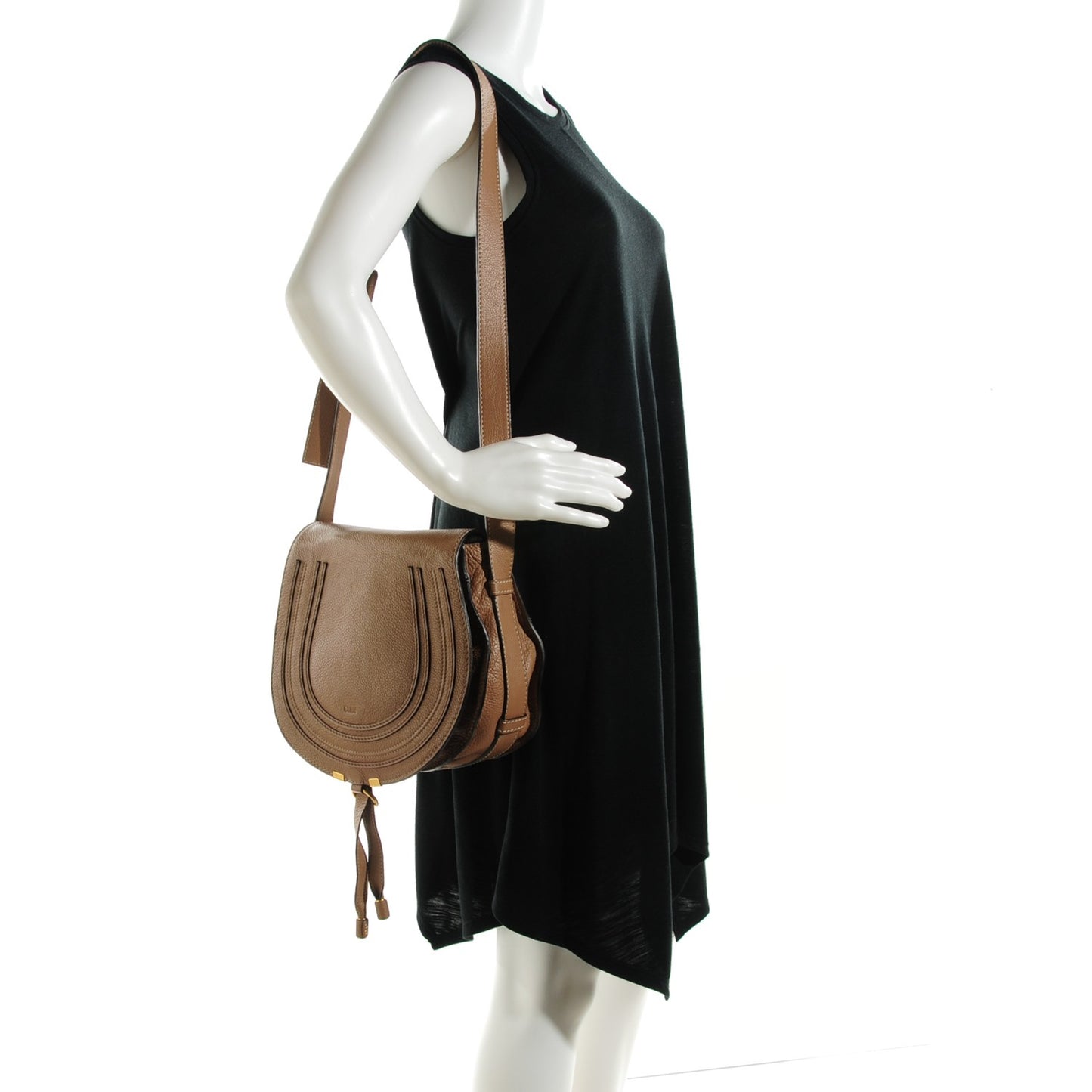 Calfskin Medium Marcie Round Crossbody Bag Nut
