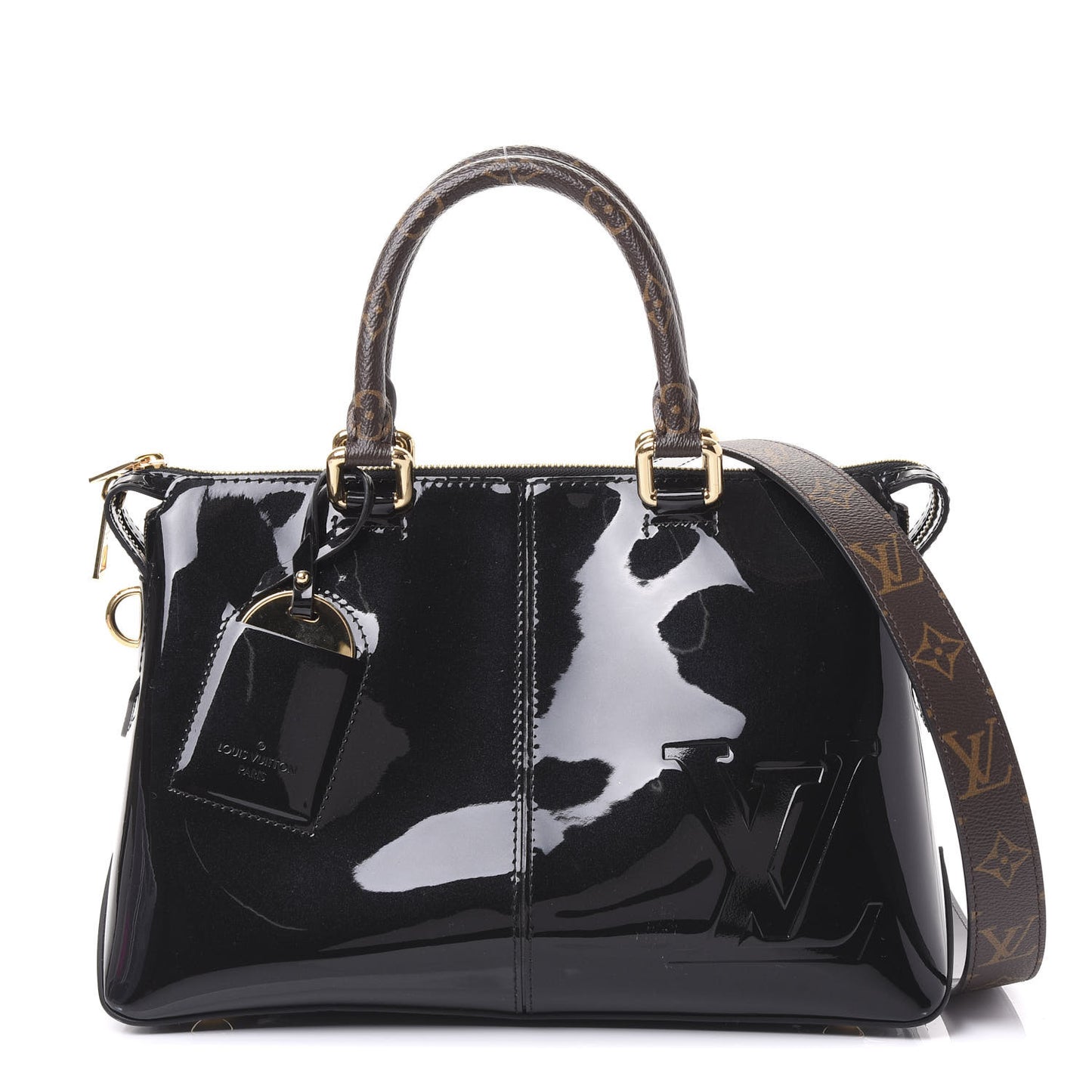 Patent Calfskin Miroir Tote Black