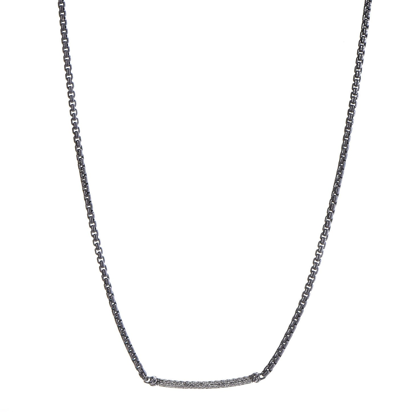 Darkened Sterling Silver Diamond Petite Metro Necklace