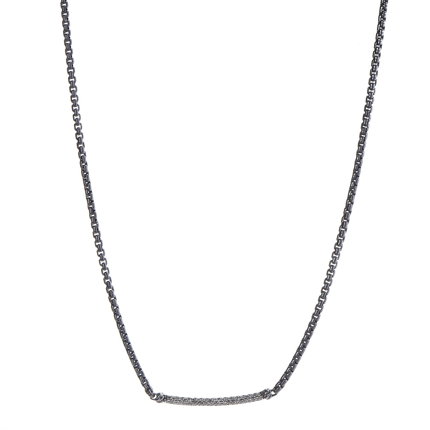 David Yurman Darkened Sterling Silver Diamond Petite Metro Necklace 1 of 8