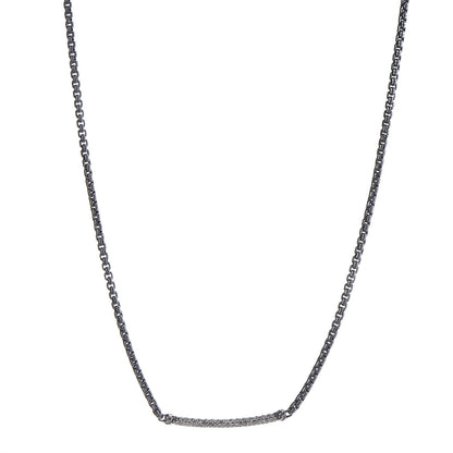David Yurman Darkened Sterling Silver Diamond Petite Metro Necklace 1 of 8