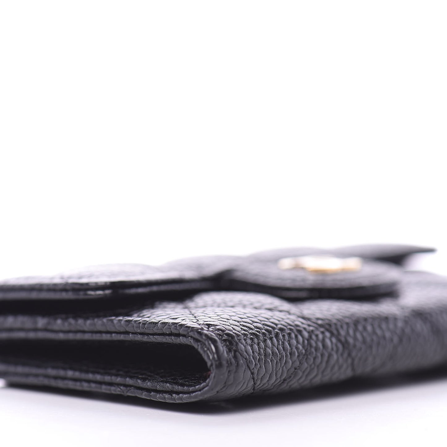 Caviar Quilted Flap Card Holder Black