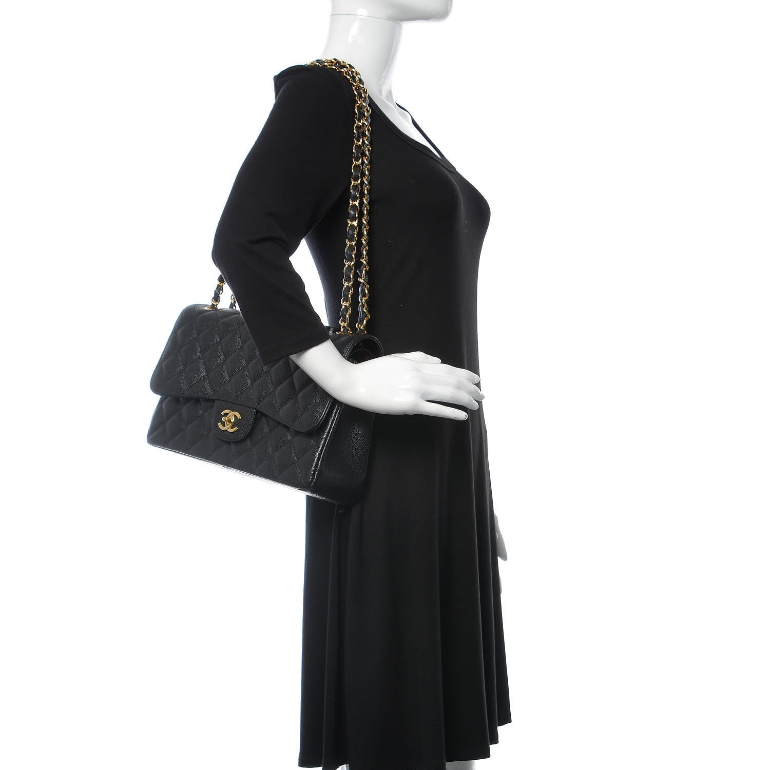Chanel Caviar Quilted Jumbo Double Flap Black 2 of 13