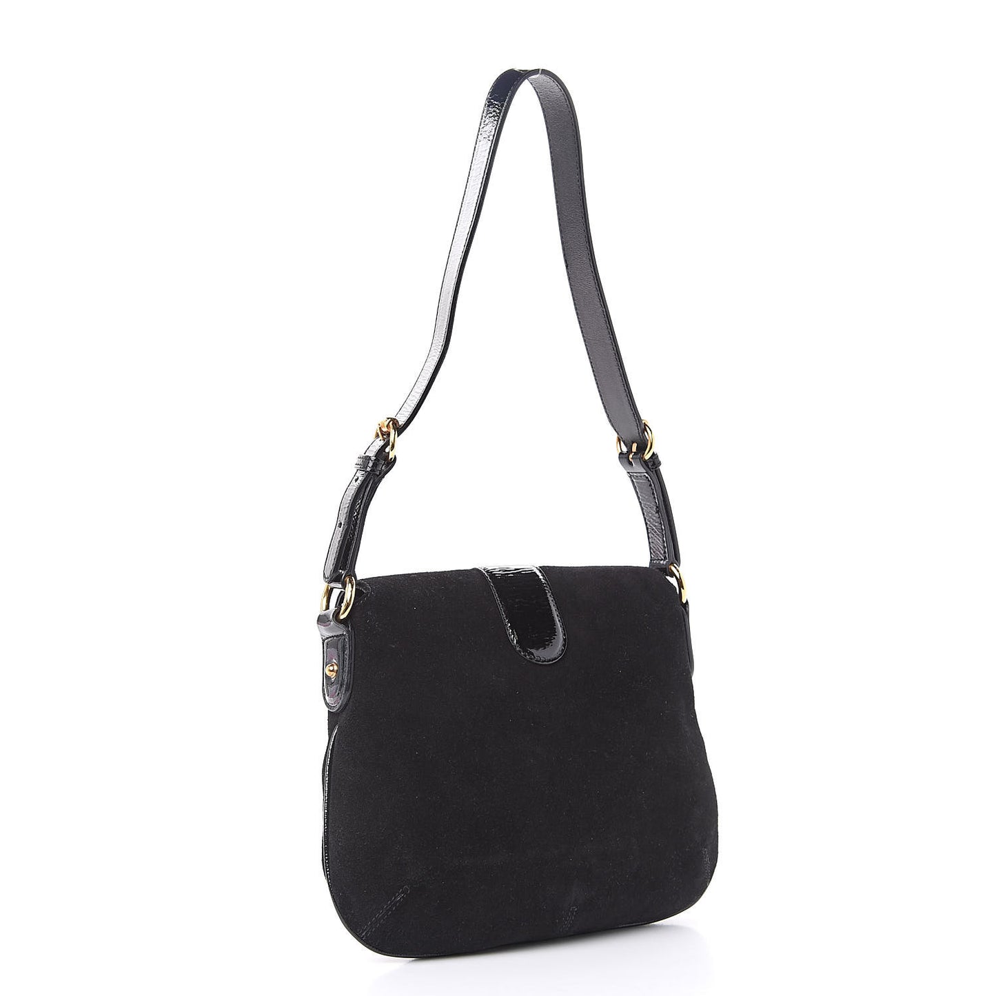 Suede Wave Flap Bag Black