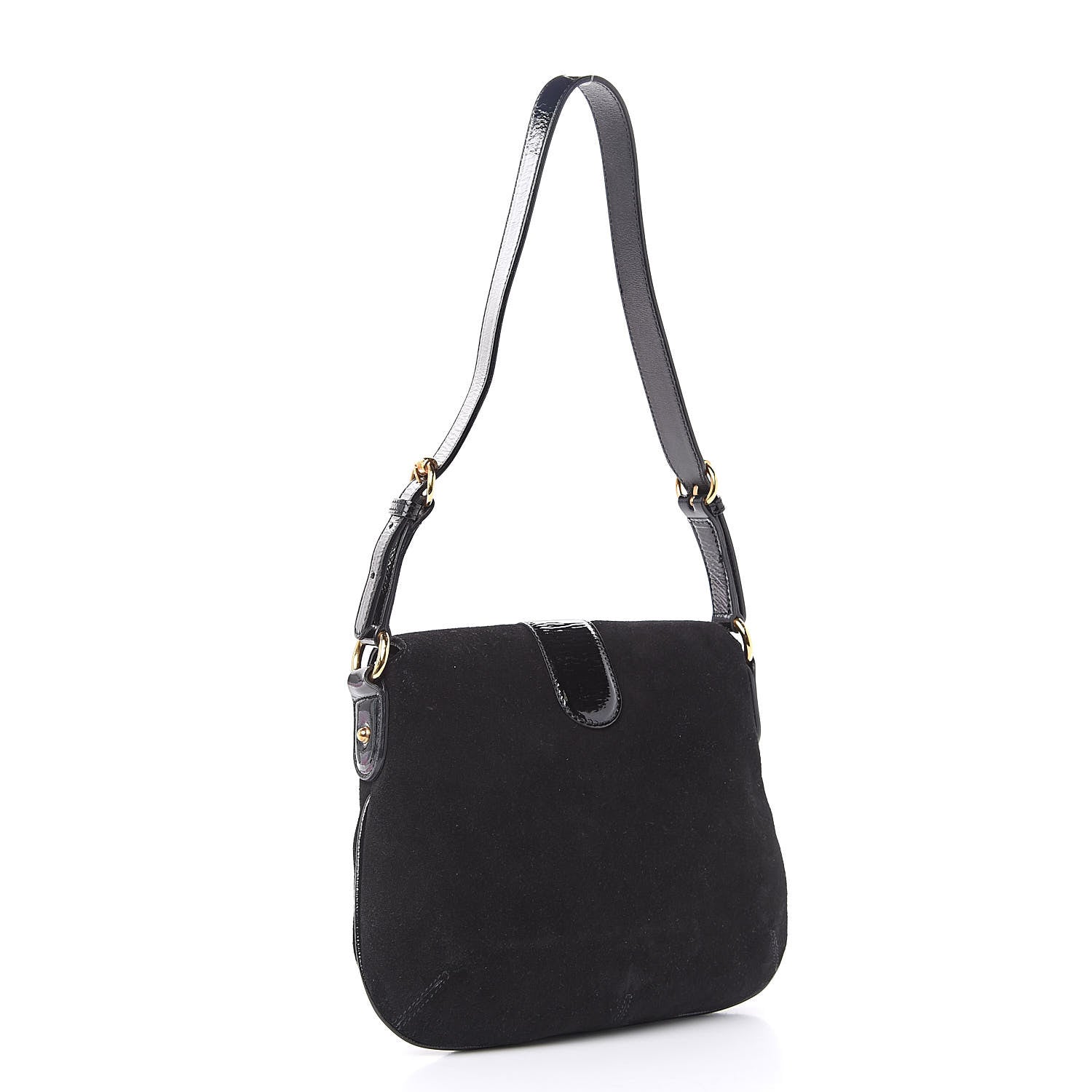 Gucci Suede Wave Flap Bag Black 3 of 13