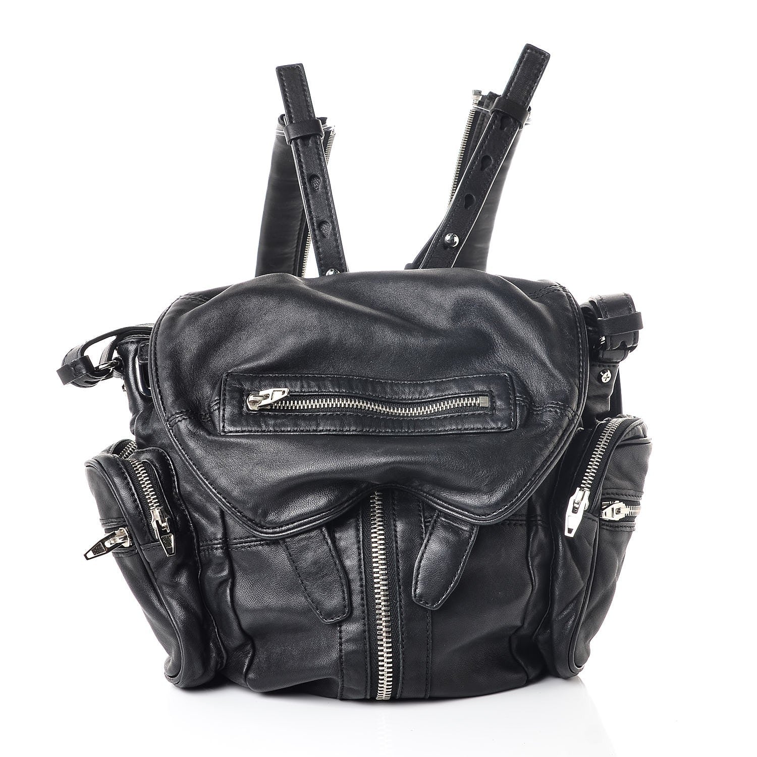 Alexander Wang Lambskin Marti Backpack Bag Washed Black Rhodium Hardware 1 of 7