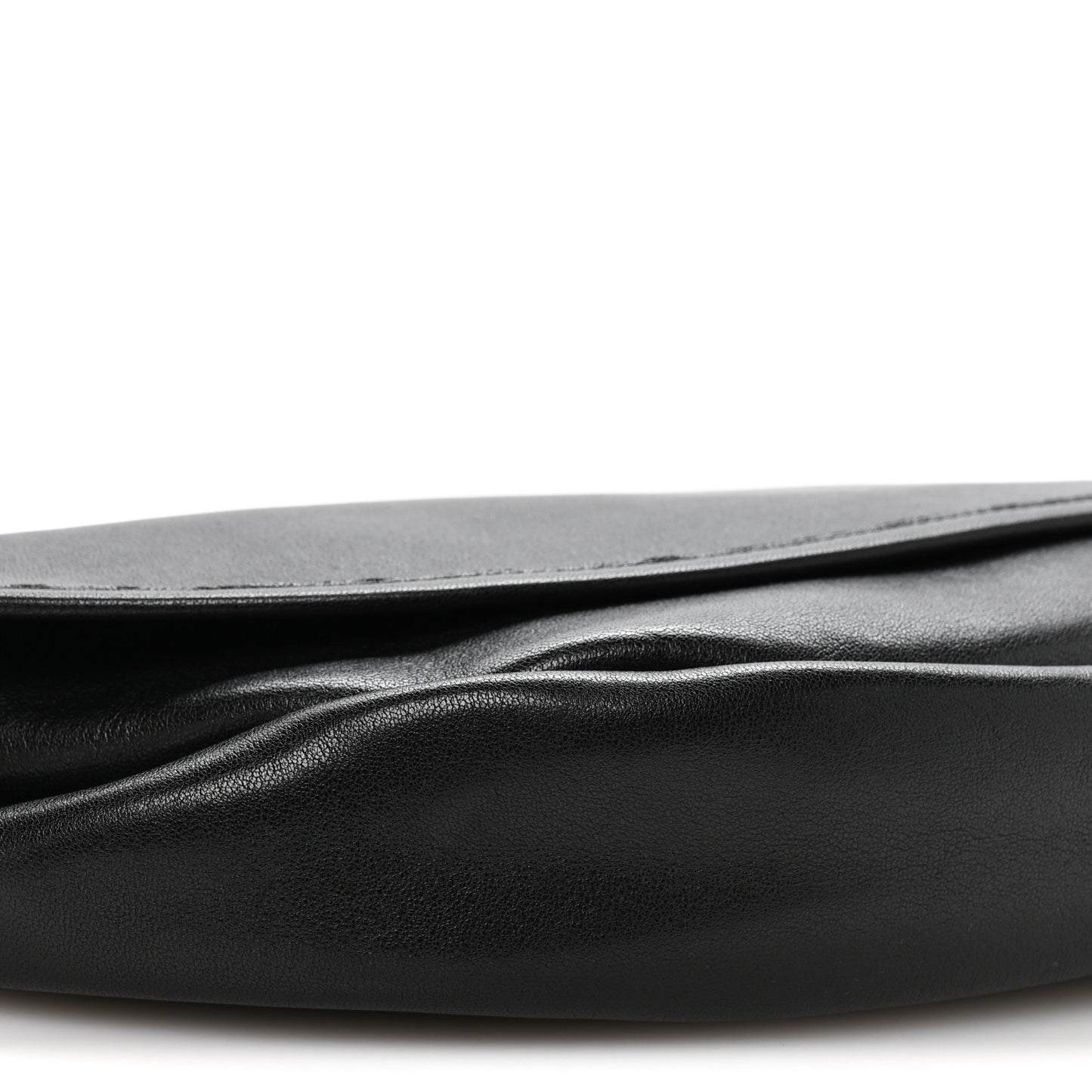 Shiny Lambskin Soft Triomphe Half Moon Bag Black