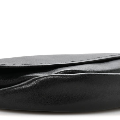 Celine Shiny Lambskin Soft Triomphe Half Moon Bag Black 9 of 10