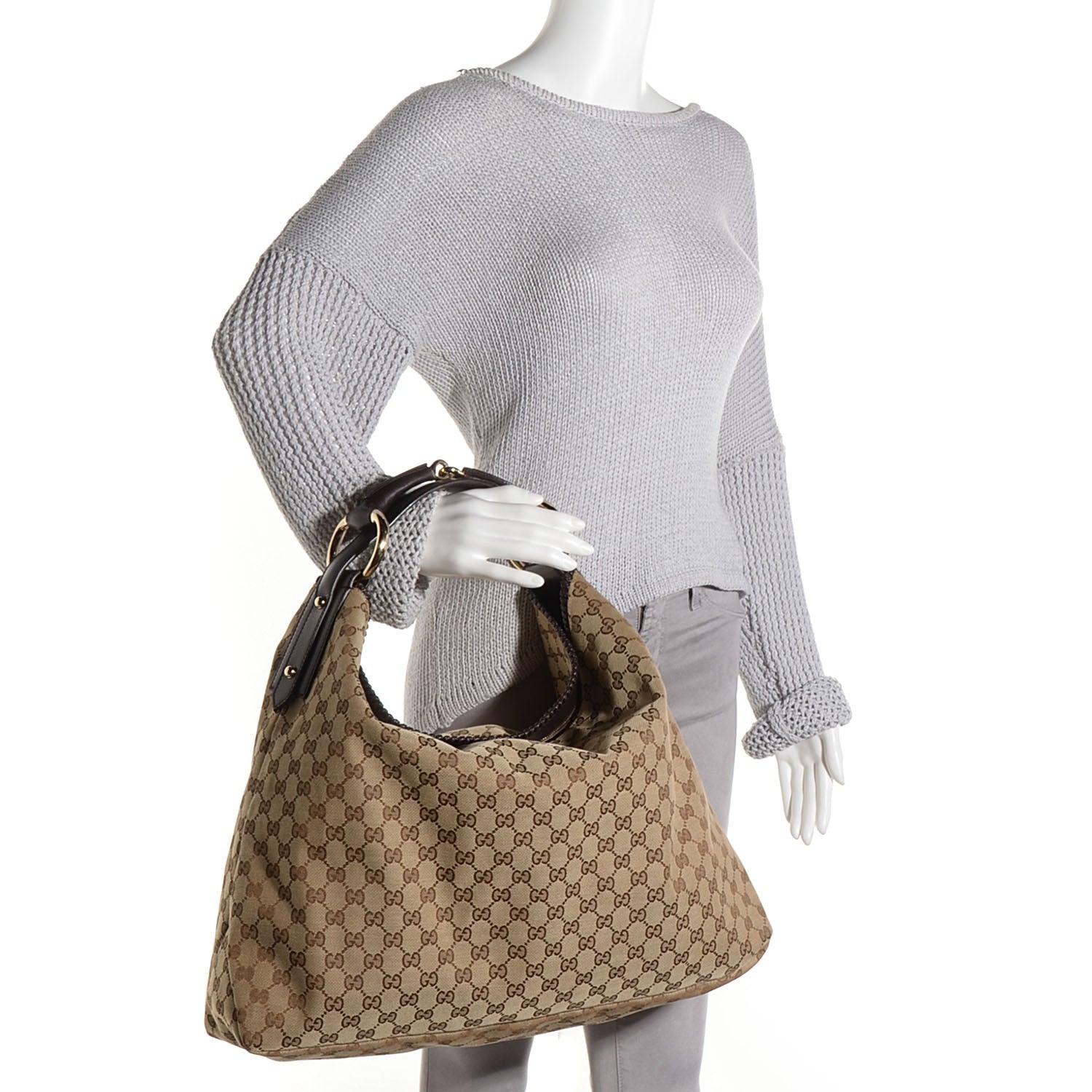 Gucci Monogram Large Horsebit Chain Hobo Dark Brown 4 of 7
