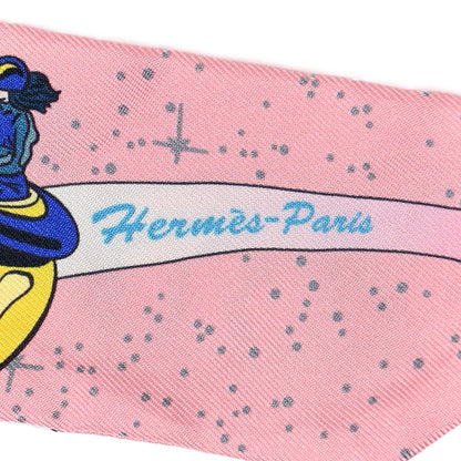 Hermes Silk Space Derby Twilly Rose Bleu Jaune 2 of 5