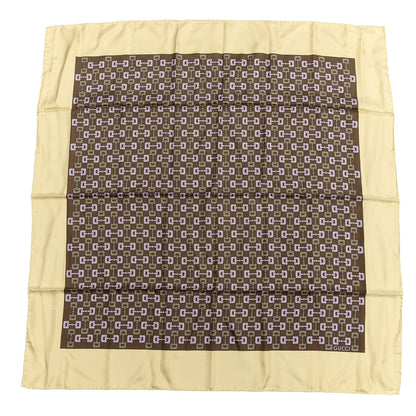 Gucci Silk Horsebit Square Scarf Ivory Brown 1 of 3