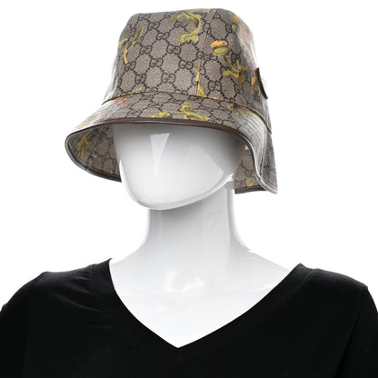 Gucci GG Supreme Monogram Azalea Calfskin Dusty Carnation Retro Interlocking G Bucket Hat Beige Ebony Multicolor 2 of 12