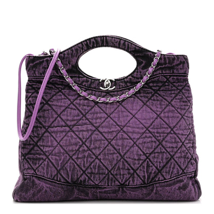 Chanel Denim Quilted Large 31 Denimpression Shopping Bag Purple Black 1 of 10