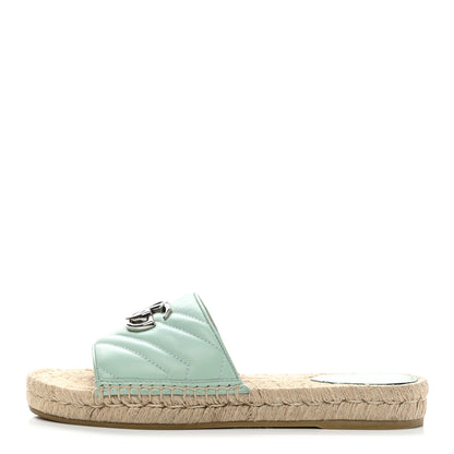 Gucci Nappa Matelasse GG Marmont Espadrille Slide Sandals 38 Water Green 1 of 10
