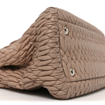 Miu Miu Nappa Matelasse Swarovski Crystal Tote Cammeo 8 of 9