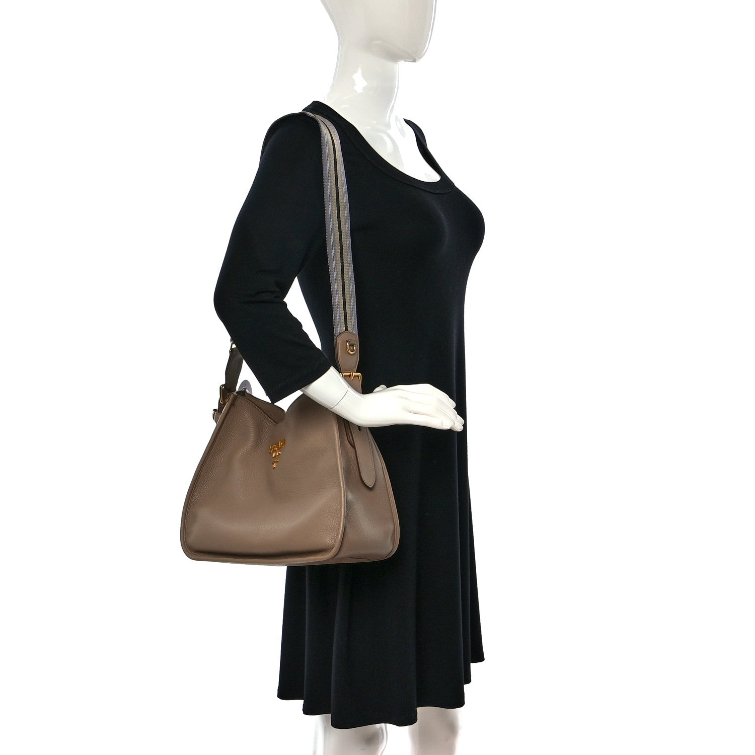 Prada Vitello Daino Hobo Messenger Bag Cammeo 2 of 8