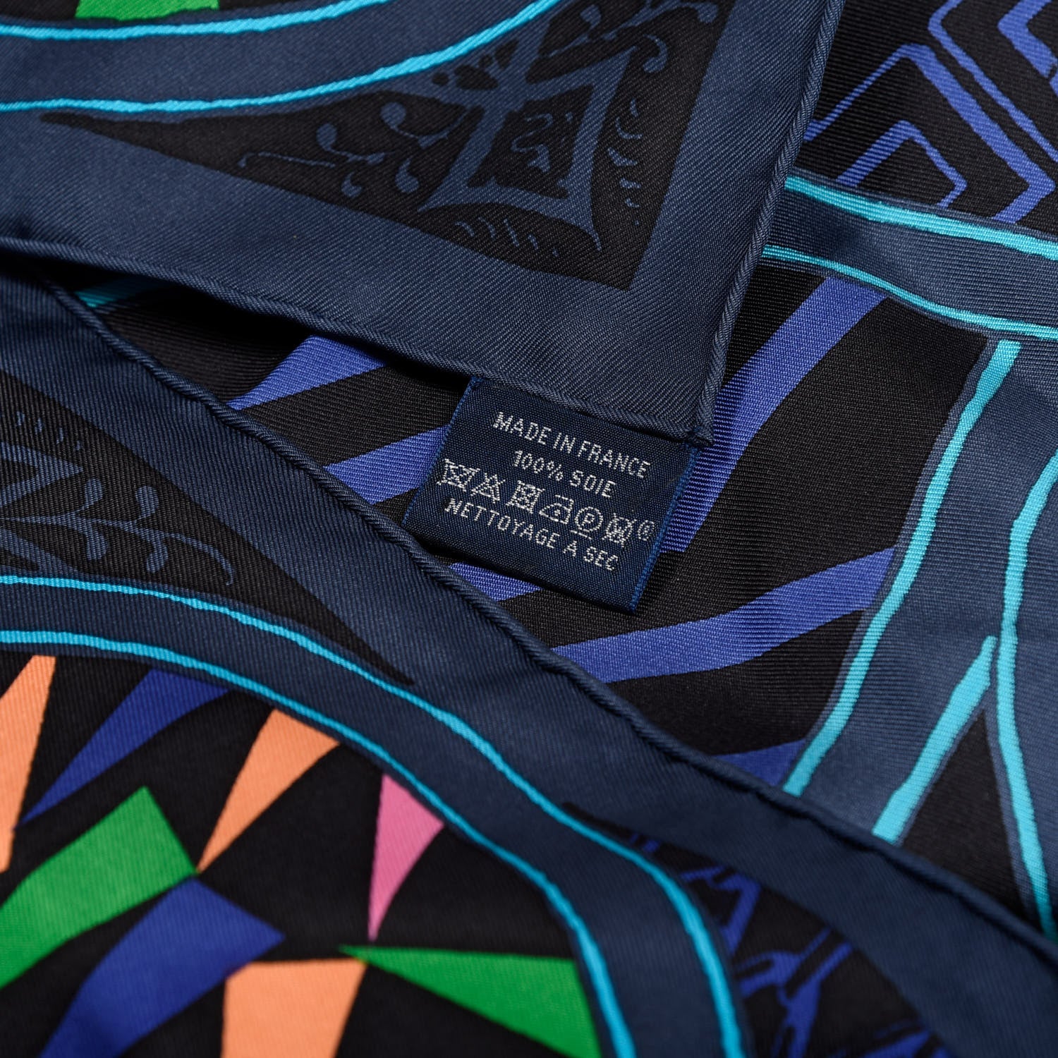 Hermes Silk De Soie Scarf 90 Marine Rose Vif Orange 4 of 4