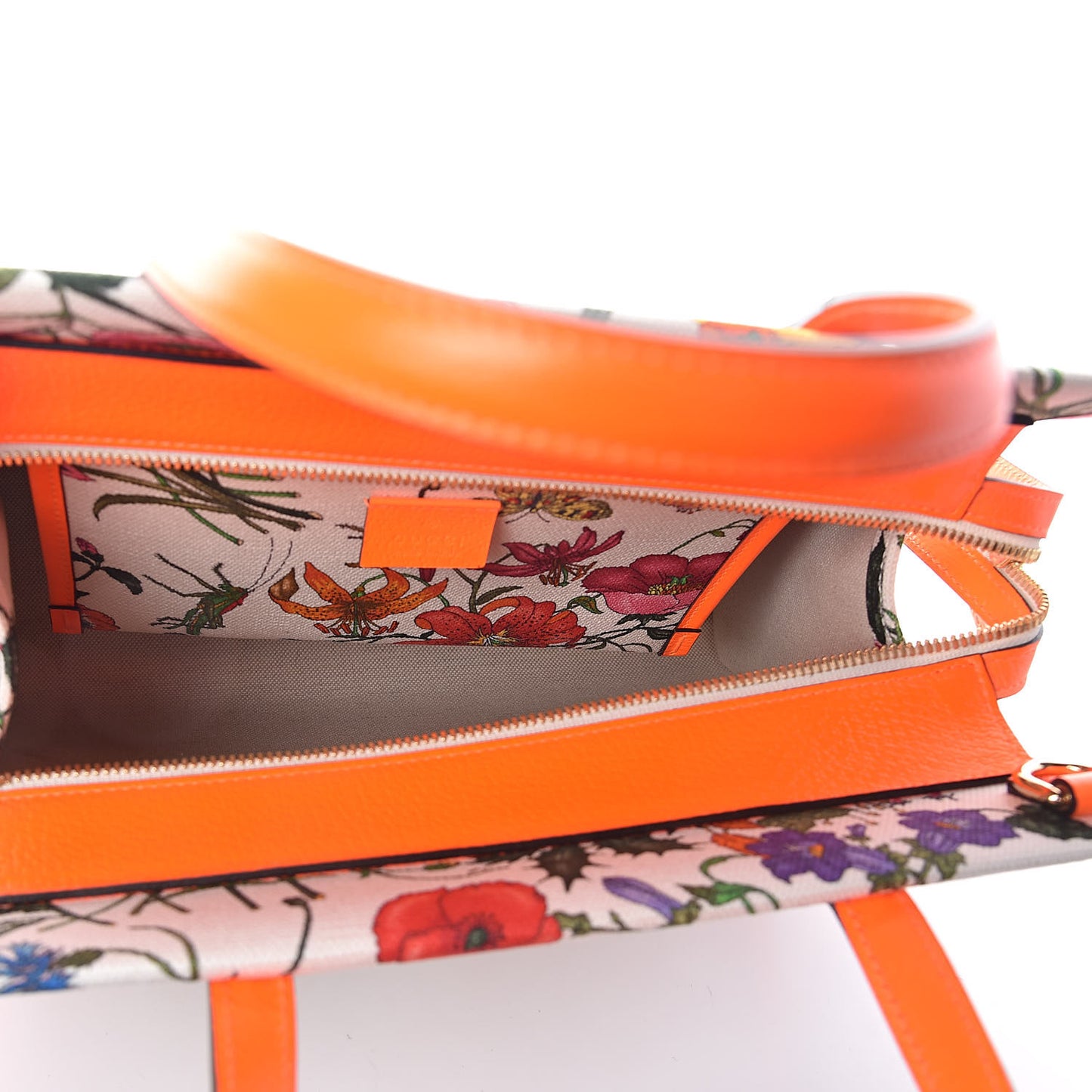 Canvas Medium Flora Tote White Multicolor Orange Fluo