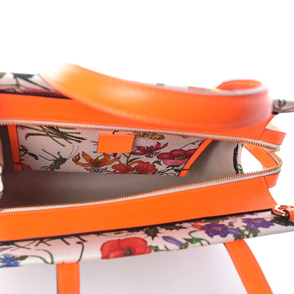 Gucci Canvas Medium Flora Tote White Multicolor Orange Fluo 5 of 9
