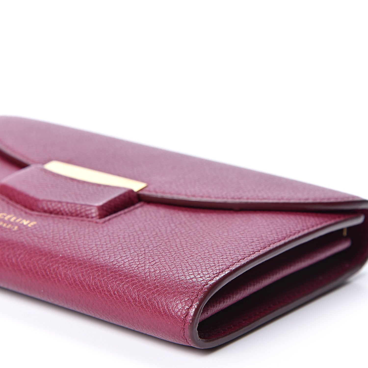 Celine Grained Calfskin Medium Trotteur Multifunction Flap Wallet Plum 8 of 8