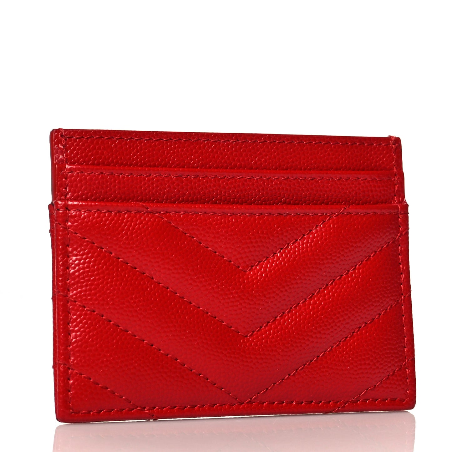 Grain De Poudre Matelasse Chevron Monogram Credit Card Case New Red