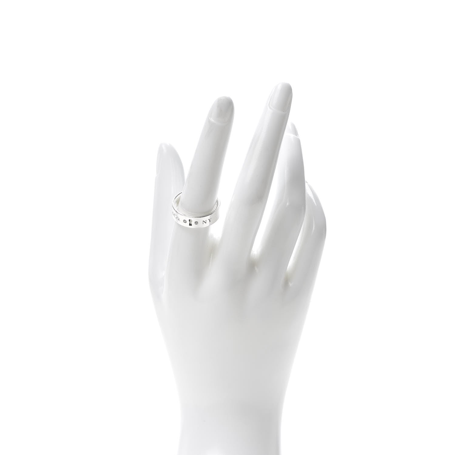 Tiffany Sterling Silver Diamond Locks Ring 58 8.25 2 of 4